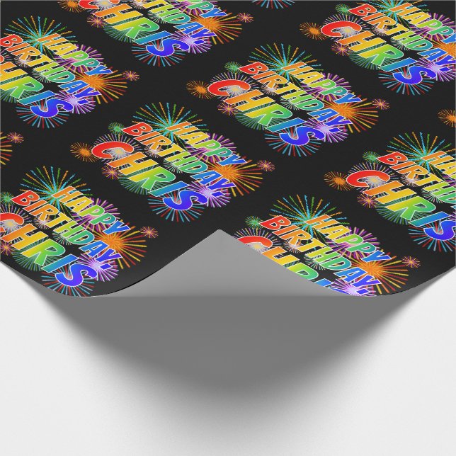 Papel De Presente Primeiro nome "CHRIS", Diversão "FELIZ ANIVERSÁRIO (Ponta)