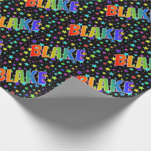 Papel De Presente Primeiro nome do arco-íris "BLAKE" + estrelas
