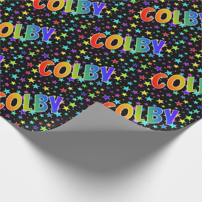 Papel De Presente Primeiro nome do arco-íris "COLBY" + estrelas (Ponta)