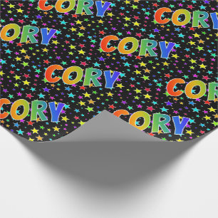 Papel De Presente Primeiro nome do arco-íris "CORY" + estrelas