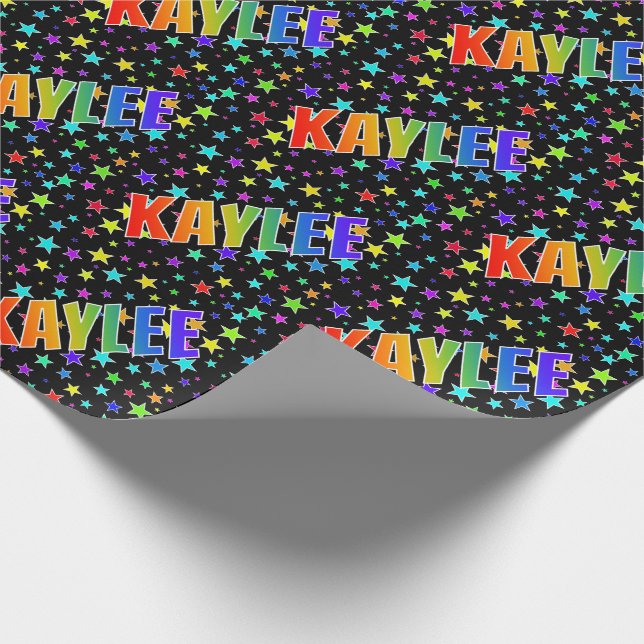 Papel De Presente Primeiro nome do arco-íris "KAYLEE" + estrelas (Ponta)