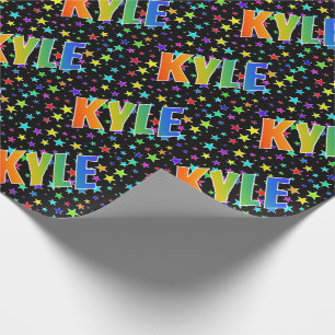 Papel De Presente Primeiro nome do arco-íris "KYLE" + estrelas