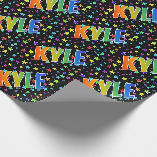 Papel De Presente Primeiro nome do arco-íris "KYLE" + estrelas (Ponta)