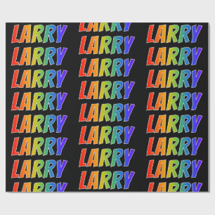 Papel De Presente Primeiro Nome "LARRY" Arco-íris; Divertido & Color