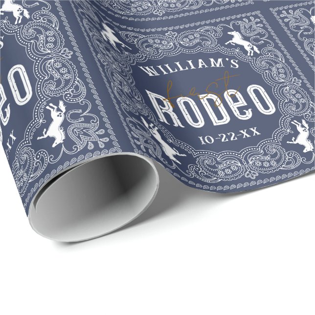 Papel De Presente Primeiro Rodeo - Papel de Embalagem de Aniversário (Ponta do rolo)