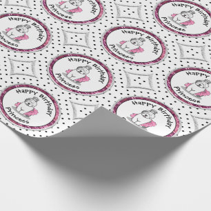 Papel De Presente Princesa Balé Princesa Antiga Cinza 1