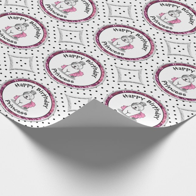 Papel De Presente Princesa Balé Princesa Antiga Cinza Inglesa 1 (Ponta)