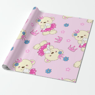 Papel De Presente Princesa cor-de-rosa do urso