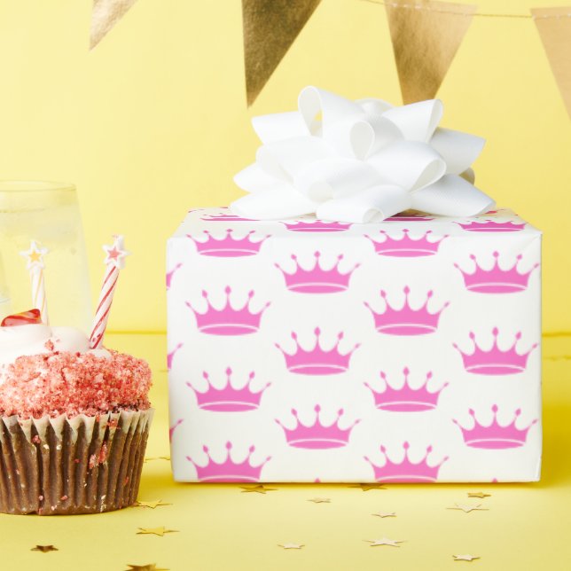 Papel De Presente Princesa Coroa Rosa  (Festa de aniversário)