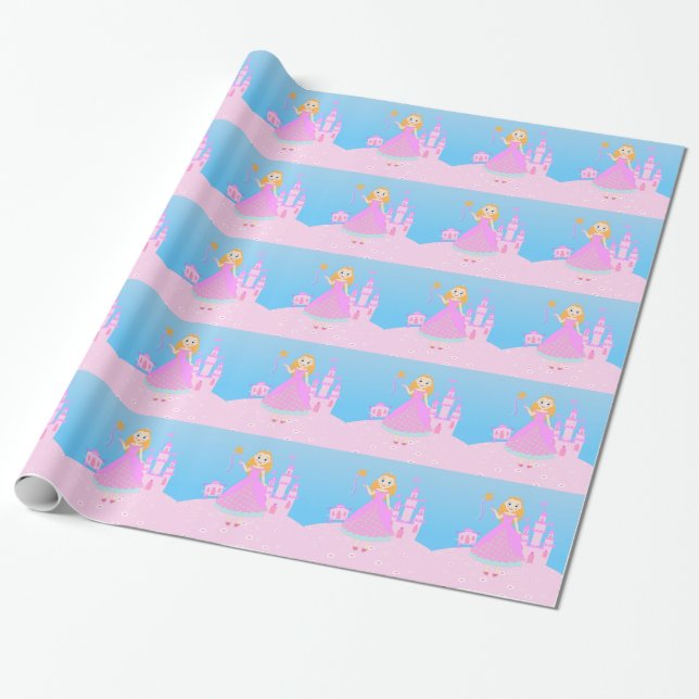 Papel De Presente Princesa de Fairytala no Partido de Birthaday Rosa (Desenrolado)