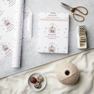 Papel De Presente Princesa de Inverno A Little Swan Baby Shower