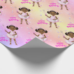 Papel De Presente Princesa Fada Bailarina Afro-Americana
