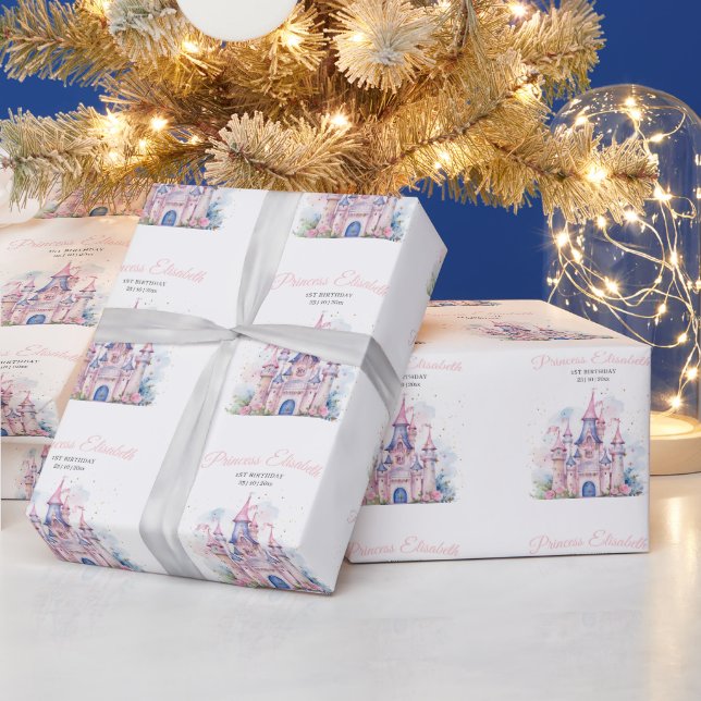 Papel De Presente Princesa Festa de aniversário, Princesa Castle Bir (Feriados)