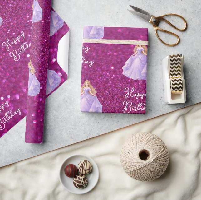 Papel De Presente Princesa Roxa  (Artesanato)
