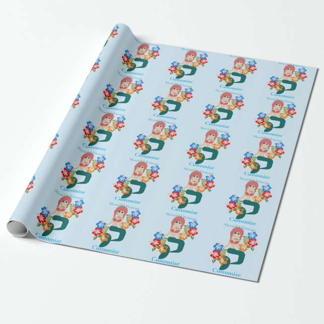 Papel De Presente Princesa Sereia Ruiva Thunder_Cove (Desenrolado)