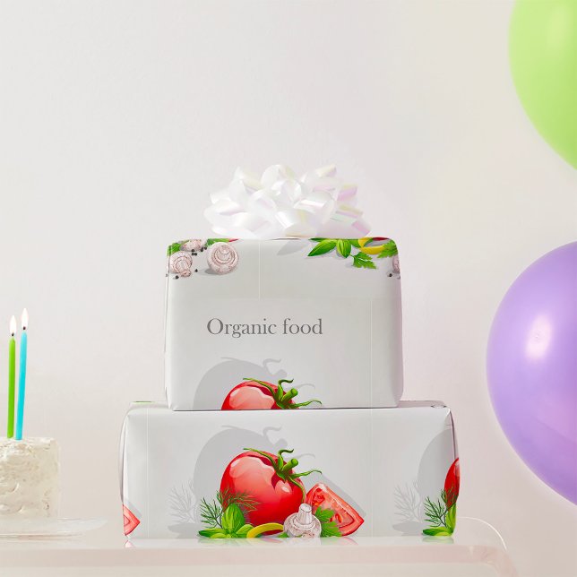 Papel De Presente Produtos Hortícolas de Comida Orgânica (Criador carregado)