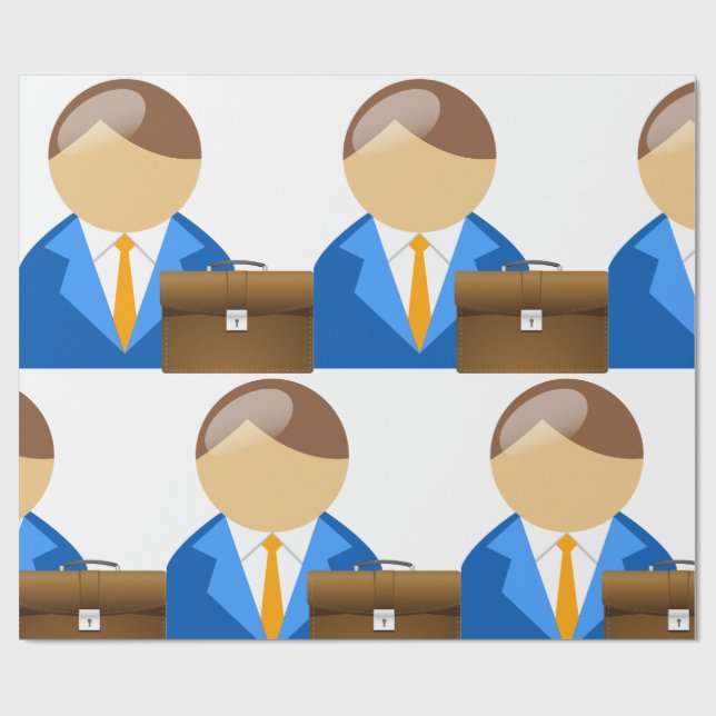 Papel De Presente Professional Businessman Icon with Briefcase (Aberto)