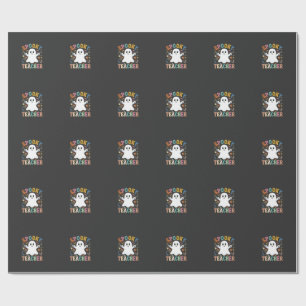 Papel De Presente Professor Assustador Desenho de Fantasma Fofo de H