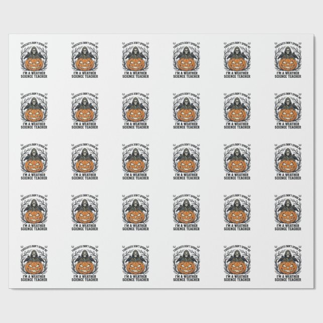 Papel De Presente Professor de Clima Halloween Sinistro Ceifador Abó (Aberto)