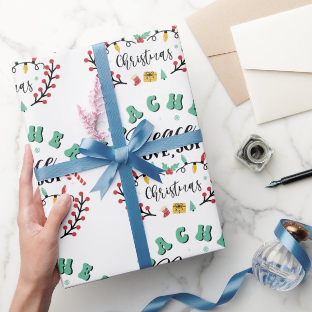 Papel De Presente Professora Paz Ama Joia Natal (Presentear)