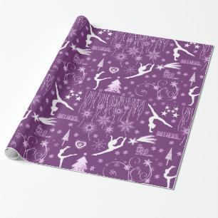 Papel De Presente Profundamente - Natal festivo roxo e branco da