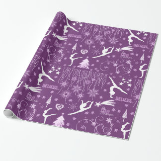 Papel De Presente Profundamente - Natal festivo roxo e branco da