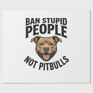 Papel De Presente Proibir Pessoas Estúpidas Não Pitbulls Design Vint