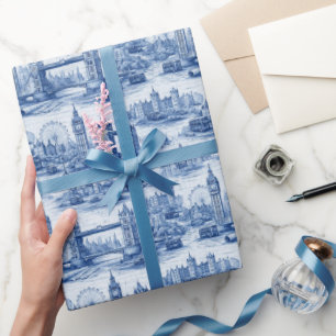 Papel De Presente Projeto de Planta Baixa Arquitetônica Azul Escuro 