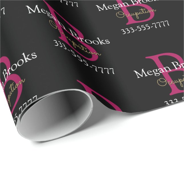 Papel De Presente Promoção Comercial, Nome, Monograma e Título em Pr (Ponta do rolo)