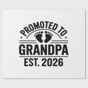Papel De Presente Promovido a Avô, Est. 2026, Novo Avô Engraçado