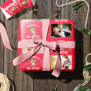 Papel De Presente Promovido à Big Sister Unicorn 5 Foto + Texto Rosa