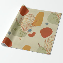 Papel De Presente Protea Line Abstrato Shapes Trendy Botanical