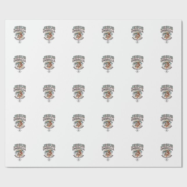 Papel De Presente Proteção de Guarda-Chuva de Jesus Proteção de Guar (Aberto)
