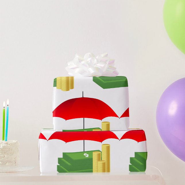 Papel De Presente Proteção de Segurança Financeira com Guarda-Chuva  (Criador carregado)