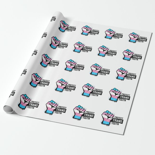 Papel De Presente Proteger Jovens Trans - Punho Orgulho (Desenrolado)