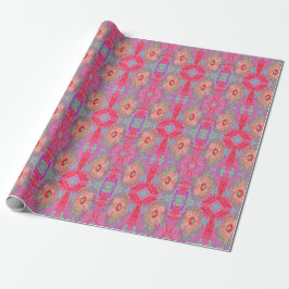 Papel De Presente Psicodélico Retro Coral Arco-Íris Hibiscus