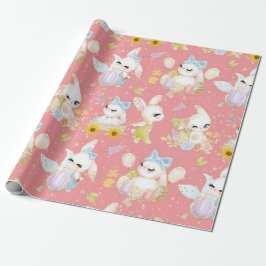 PAPEL DE PRESENTE PSTEL WATERCOLOR CUTE EASTSTER BUNNNY