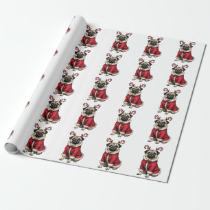 Papel De Presente Pub Cachorro Vestindo Papais noeis De Fato Para O