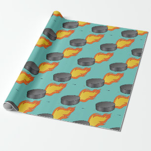 Papel De Presente Puck de Hóquei em Chamada Personalizável