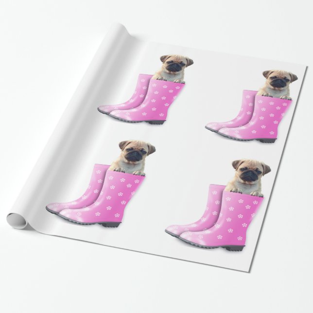 Papel De Presente Pug (Desenrolado)