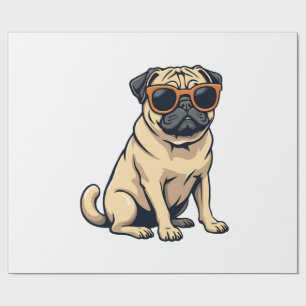 Papel De Presente Pug Antigo Fazendo Dab com Óculos de Sol Cachorro