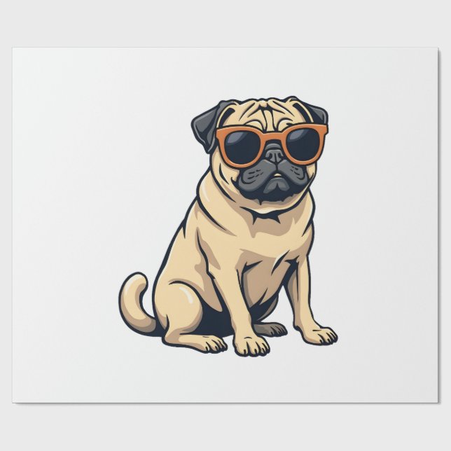 Papel De Presente Pug Antigo Fazendo Dab com Óculos de Sol Cachorro  (Aberto)