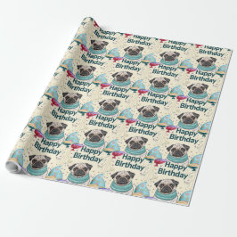 Papel De Presente Pug Birthday
