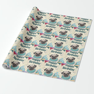 Papel De Presente Pug Birthday