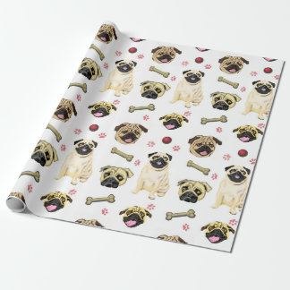 Papel De Presente Pug Celebration Wrapping Paper