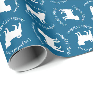 Papel De Presente Pug Chá de fraldas Cachorro Blue Puppy Boy