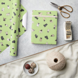 Papel De Presente Pug Confetti - primavera verde roll of