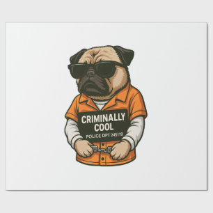 Papel De Presente Pug Criminalmente Legal � Design de Cachorro Engra