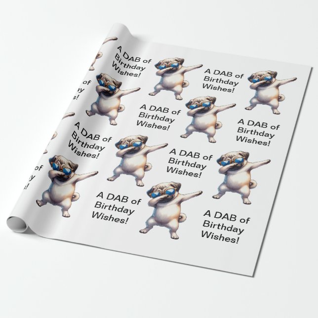 Papel De Presente Pug Dab Wraping Paper (Desenrolado)