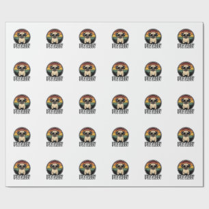 Papel De Presente Pug Daddy Vintage Sunset Design de Camiseta de Cac